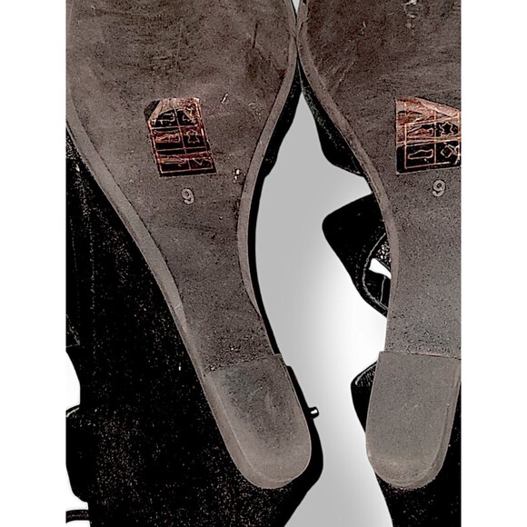 JEFFREY CAMPBELL black suede lace up wedge Back Tie Closed Toe shoes sz 9 - Picture 7 of 7